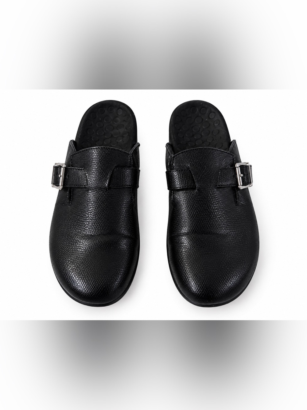 Vionic Marta Black Leather Buckle Strap Orthotic Clogs US Women Size 11,UK9,EU43